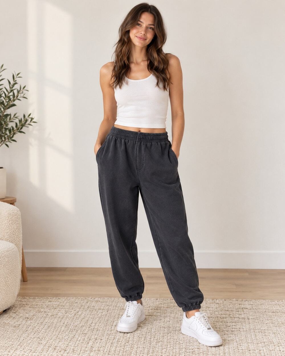 By Egreis Size M Washed Black Jogger Sweatpants